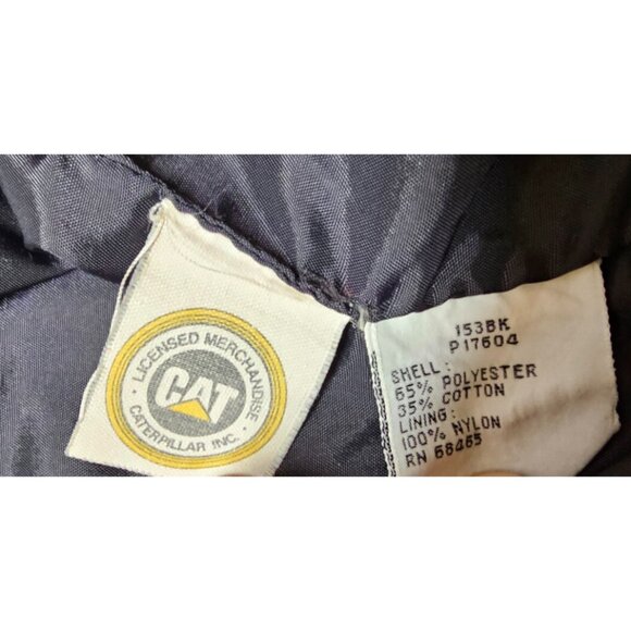 Vtg Turning Point CAT Mens XXL Black Zip Snap Caterpillar Lined Work Jacket Coat - Picture 12 of 14